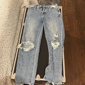 blue straight leg jeans super trendy